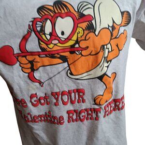 Large Vintage Garfield T-Shirt USA 1990's Ive Got Your Valentine Right Here